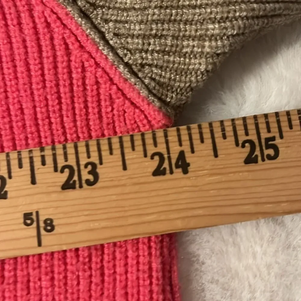 Free People Softly Structured Colorblock Turtleneck Sweater Pink Brown Oversized